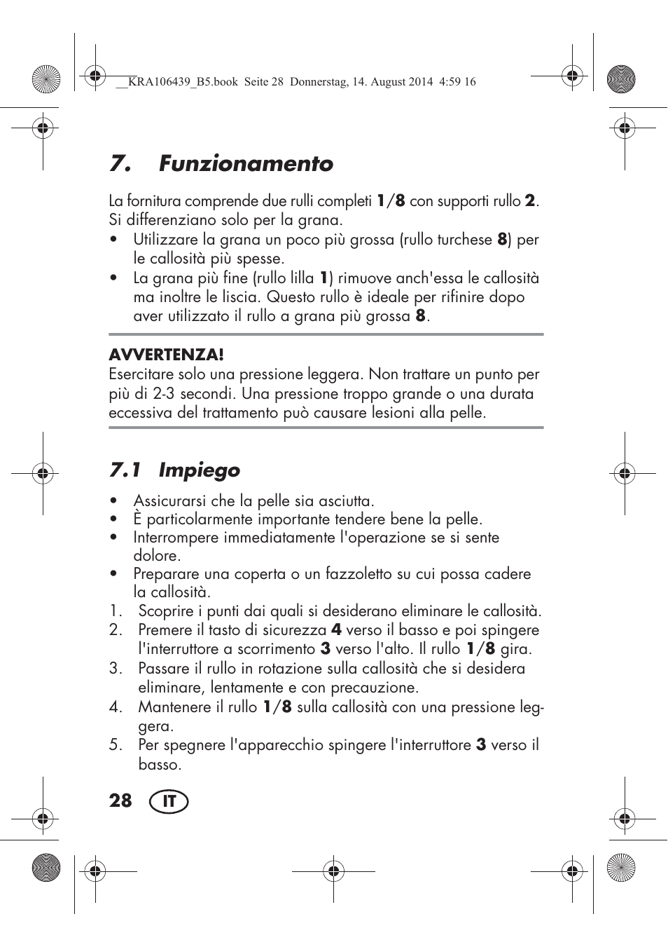 Funzionamento, 1 impiego | Silvercrest SHE 3 A1 User Manual | Page 30 / 94