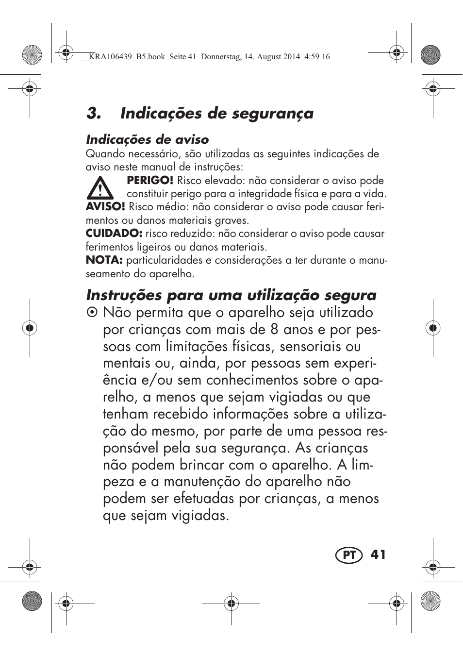 Indicações de segurança | Silvercrest SHE 3 A1 User Manual | Page 43 / 94