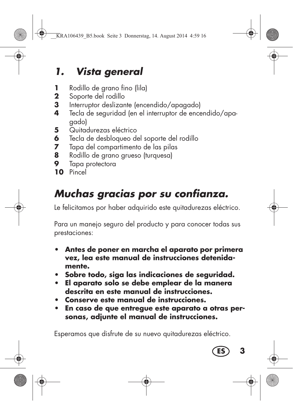 Muchas gracias por su confianza, Vista general | Silvercrest SHE 3 A1 User Manual | Page 5 / 94