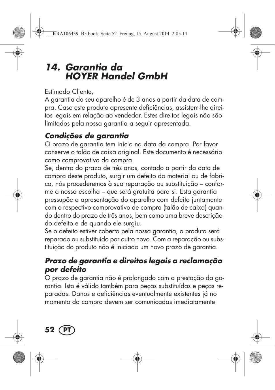 Garantia da hoyer handel gmbh | Silvercrest SHE 3 A1 User Manual | Page 54 / 94