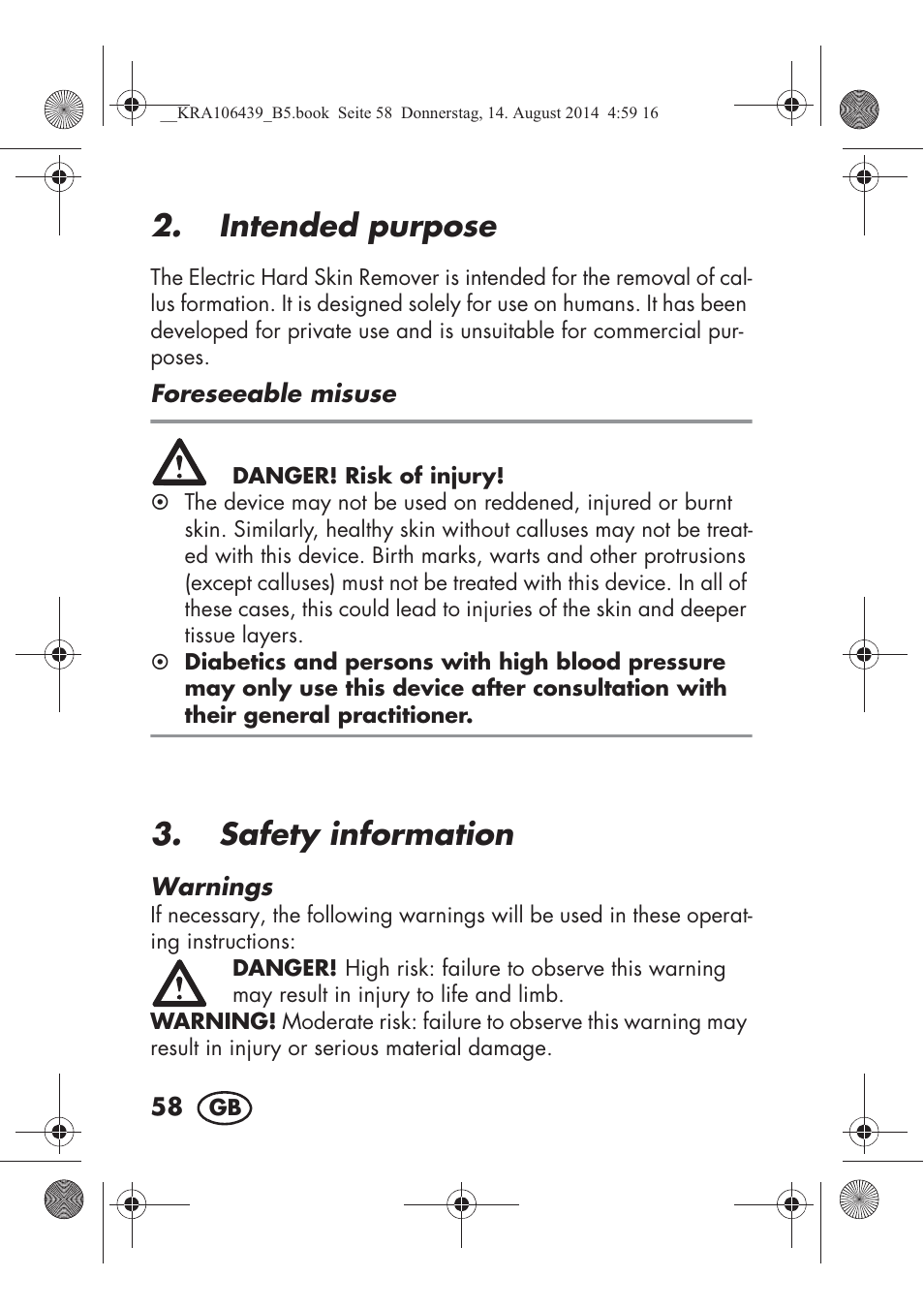 Intended purpose, Safety information | Silvercrest SHE 3 A1 User Manual | Page 60 / 94