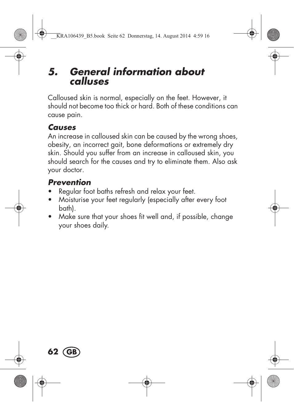 General information about calluses | Silvercrest SHE 3 A1 User Manual | Page 64 / 94