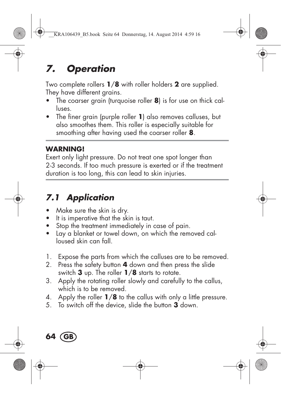 Operation, 1 application | Silvercrest SHE 3 A1 User Manual | Page 66 / 94