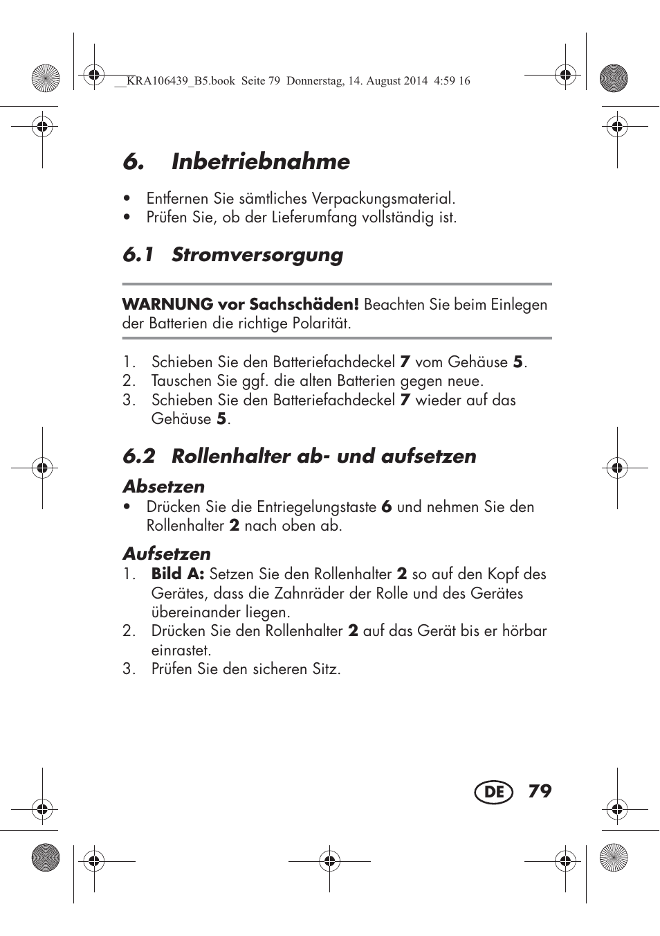 Inbetriebnahme, 1 stromversorgung, 2 rollenhalter ab- und aufsetzen | Silvercrest SHE 3 A1 User Manual | Page 81 / 94