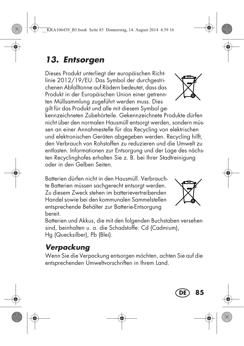 Entsorgen, Verpackung | Silvercrest SHE 3 A1 User Manual | Page 87 / 94