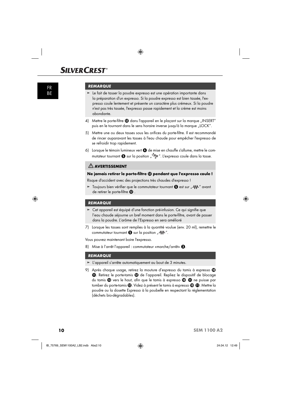 Fr be | Silvercrest SEM 1100 A2 User Manual | Page 12 / 81