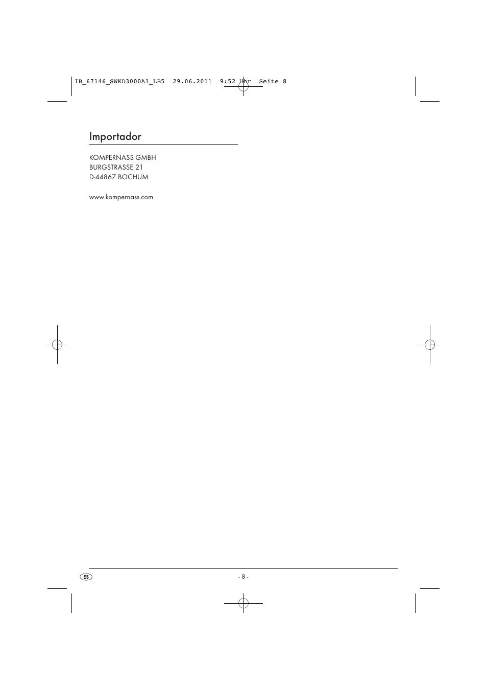 Importador | Silvercrest SWKD 3000 A1 User Manual | Page 10 / 42