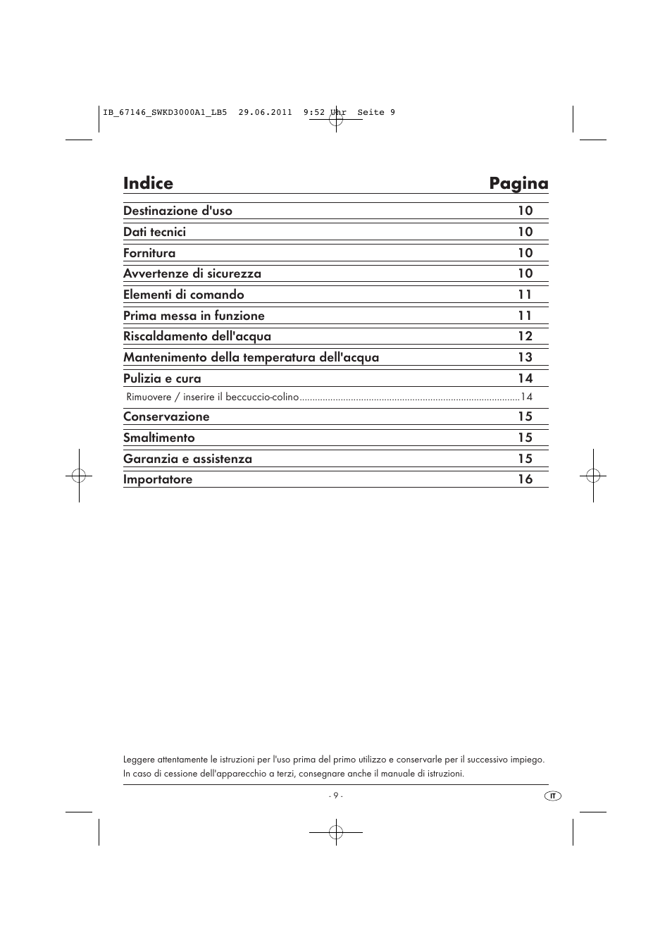 Indice pagina | Silvercrest SWKD 3000 A1 User Manual | Page 11 / 42