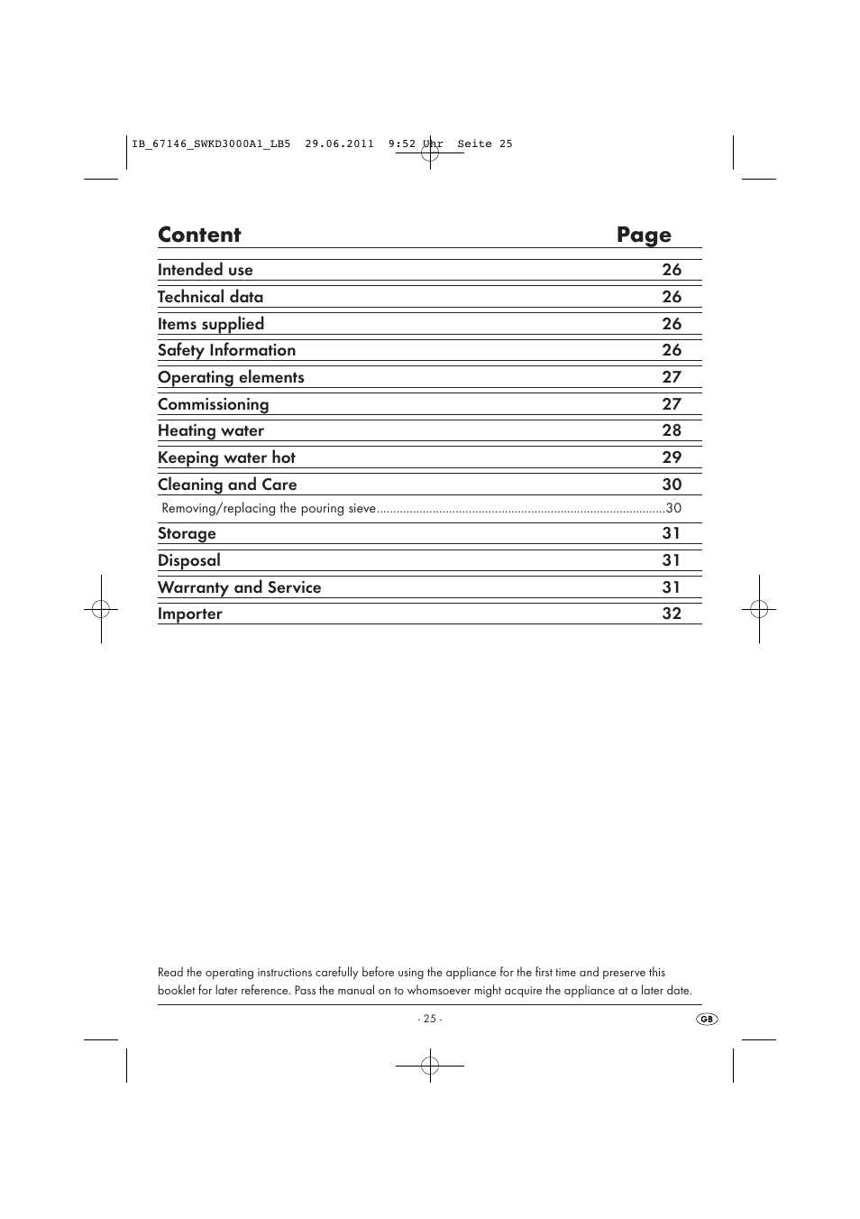 Content page | Silvercrest SWKD 3000 A1 User Manual | Page 27 / 42