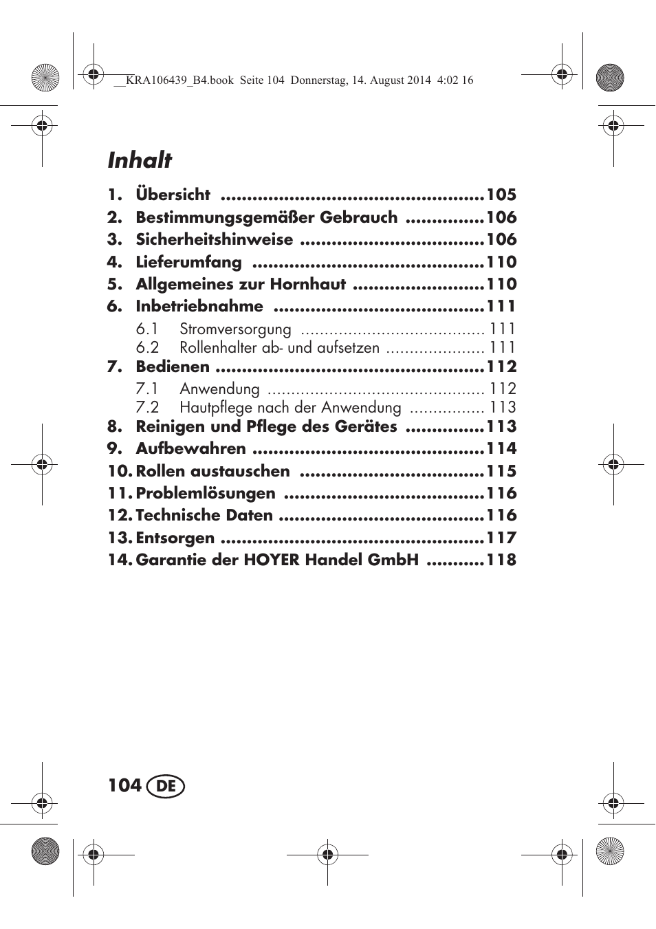 Inhalt | Silvercrest SHE 3 A1 User Manual | Page 106 / 126