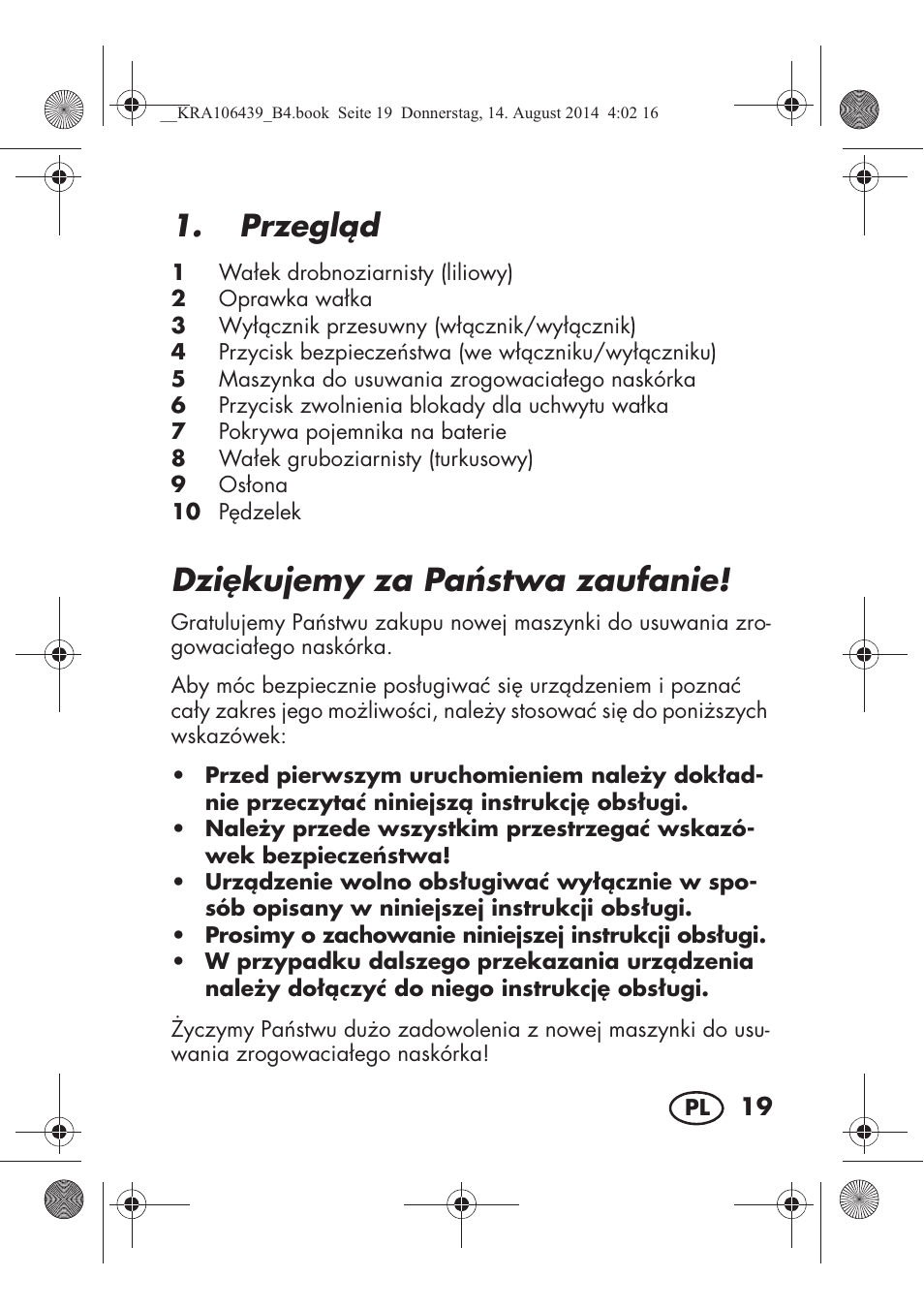 Dzi kujemy za pa stwa zaufanie, Przegld | Silvercrest SHE 3 A1 User Manual | Page 21 / 126