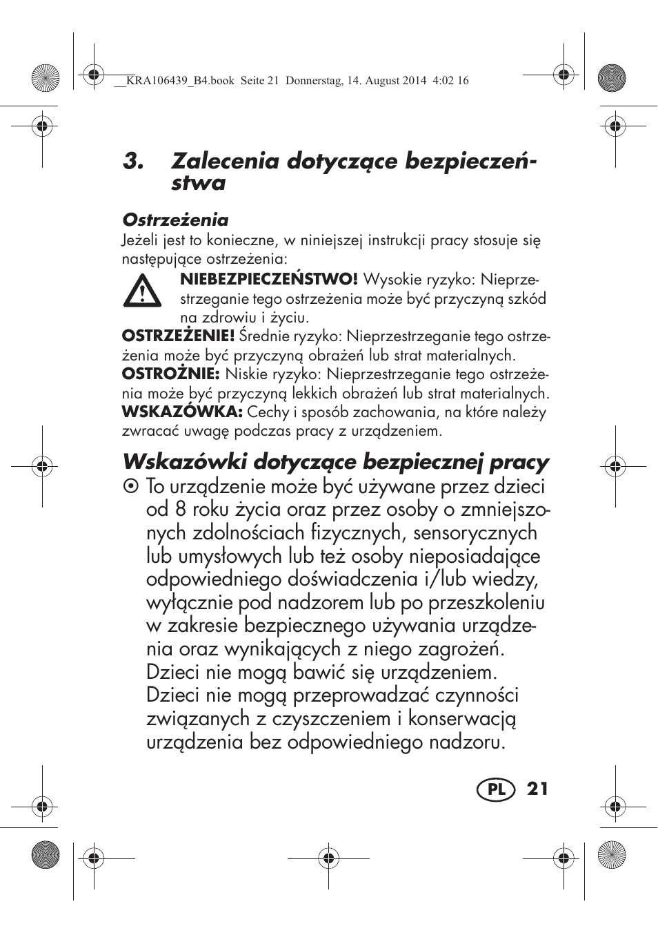Zalecenia dotyczce bezpiecze - stwa | Silvercrest SHE 3 A1 User Manual | Page 23 / 126