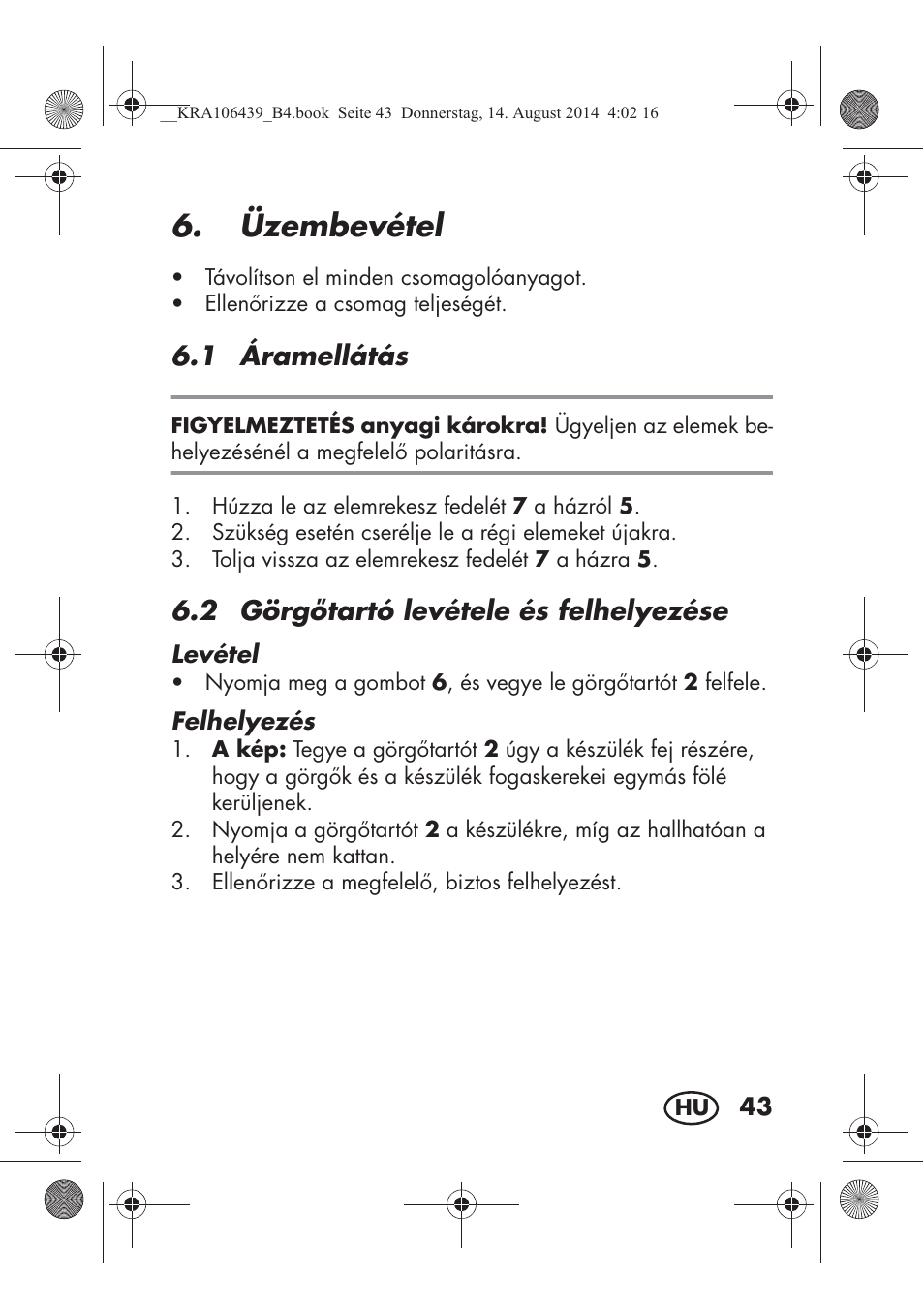 Üzembevétel | Silvercrest SHE 3 A1 User Manual | Page 45 / 126