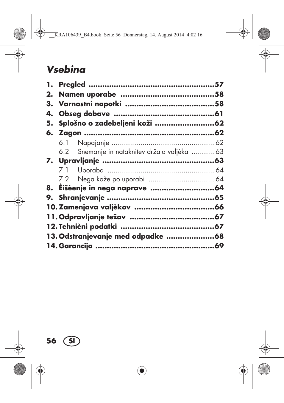 Vsebina | Silvercrest SHE 3 A1 User Manual | Page 58 / 126