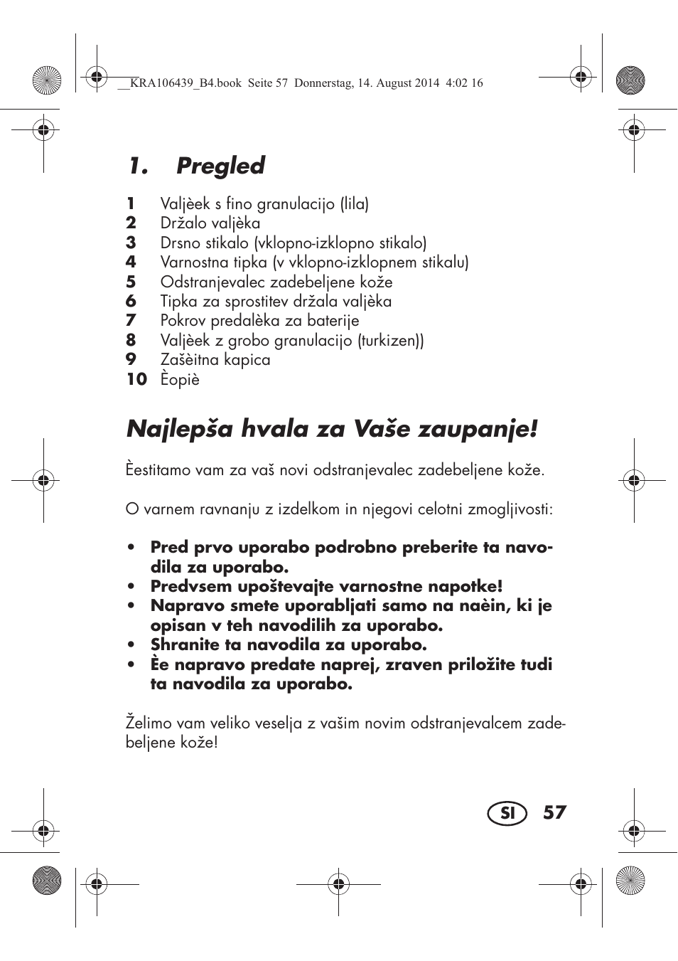 Najlepša hvala za vaše zaupanje, Pregled | Silvercrest SHE 3 A1 User Manual | Page 59 / 126