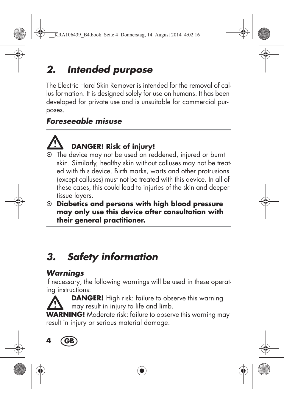 Intended purpose, Safety information | Silvercrest SHE 3 A1 User Manual | Page 6 / 126