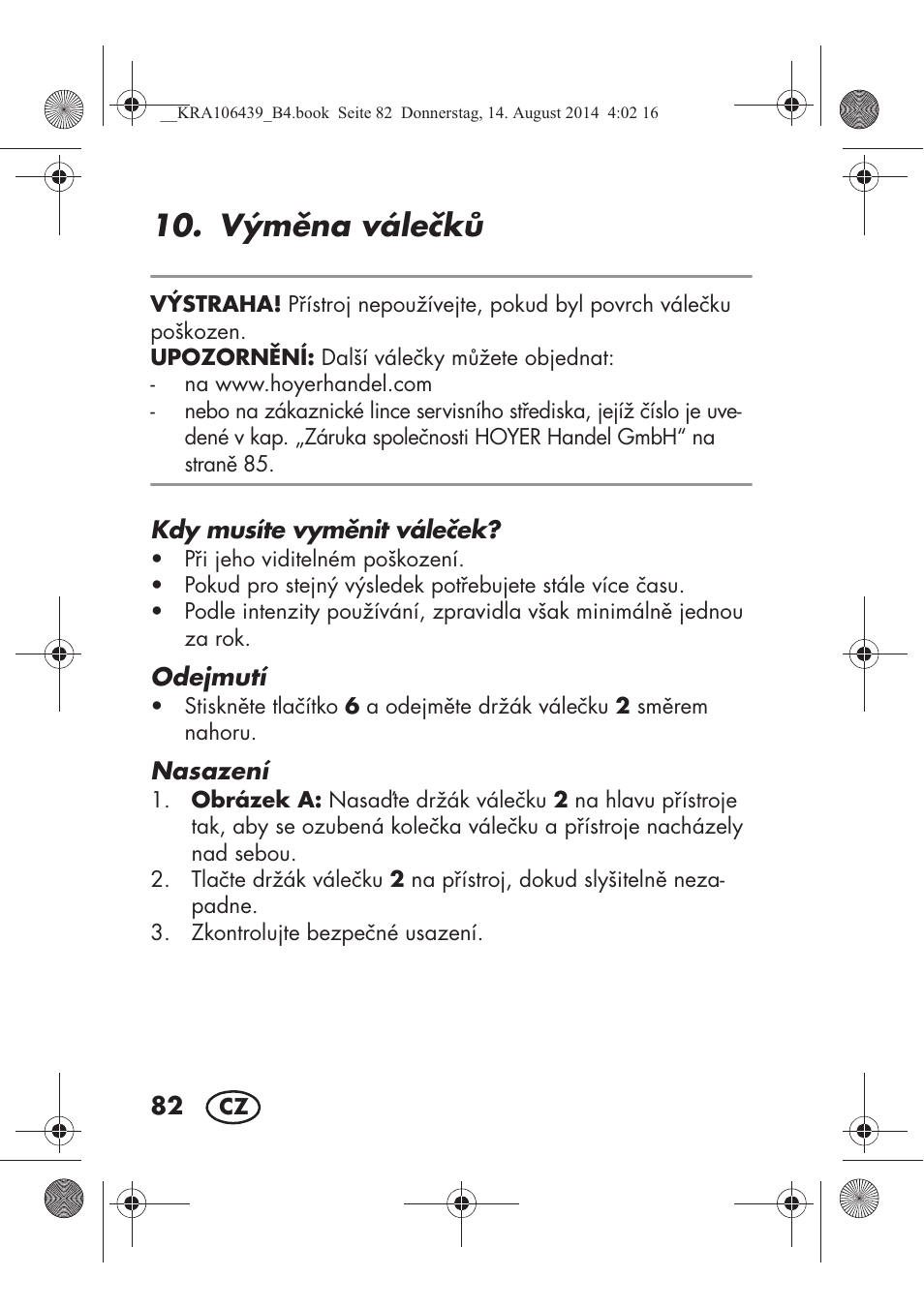 Výmna válek | Silvercrest SHE 3 A1 User Manual | Page 84 / 126