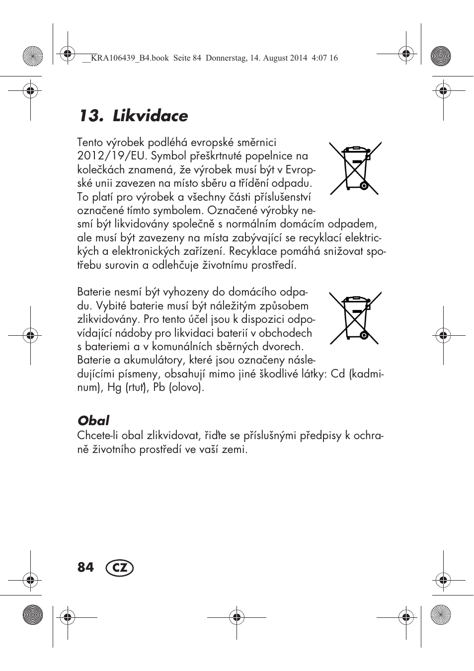 Likvidace | Silvercrest SHE 3 A1 User Manual | Page 86 / 126