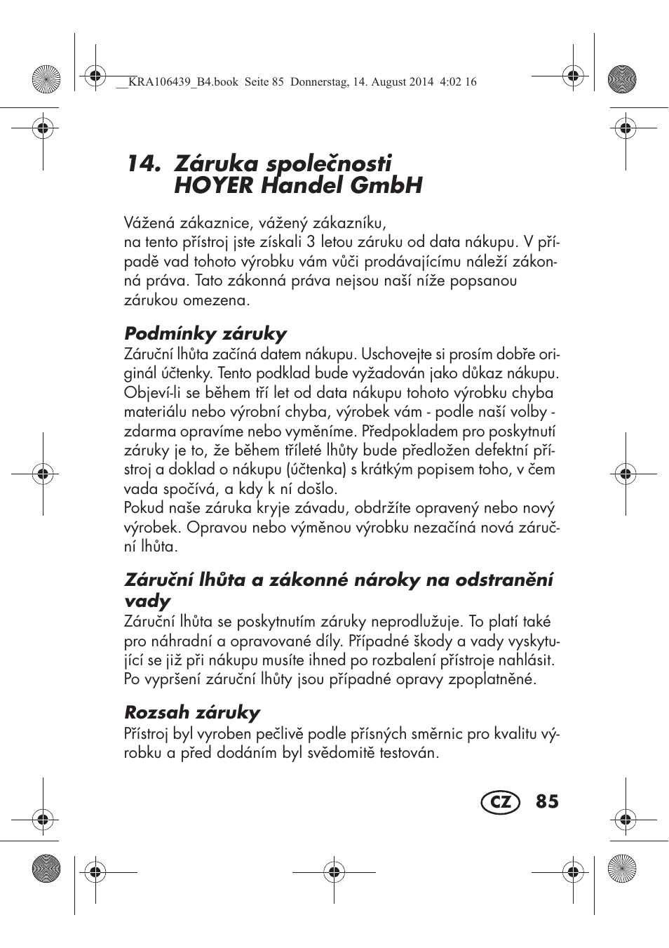 Záruka spolenosti hoyer handel gmbh | Silvercrest SHE 3 A1 User Manual | Page 87 / 126