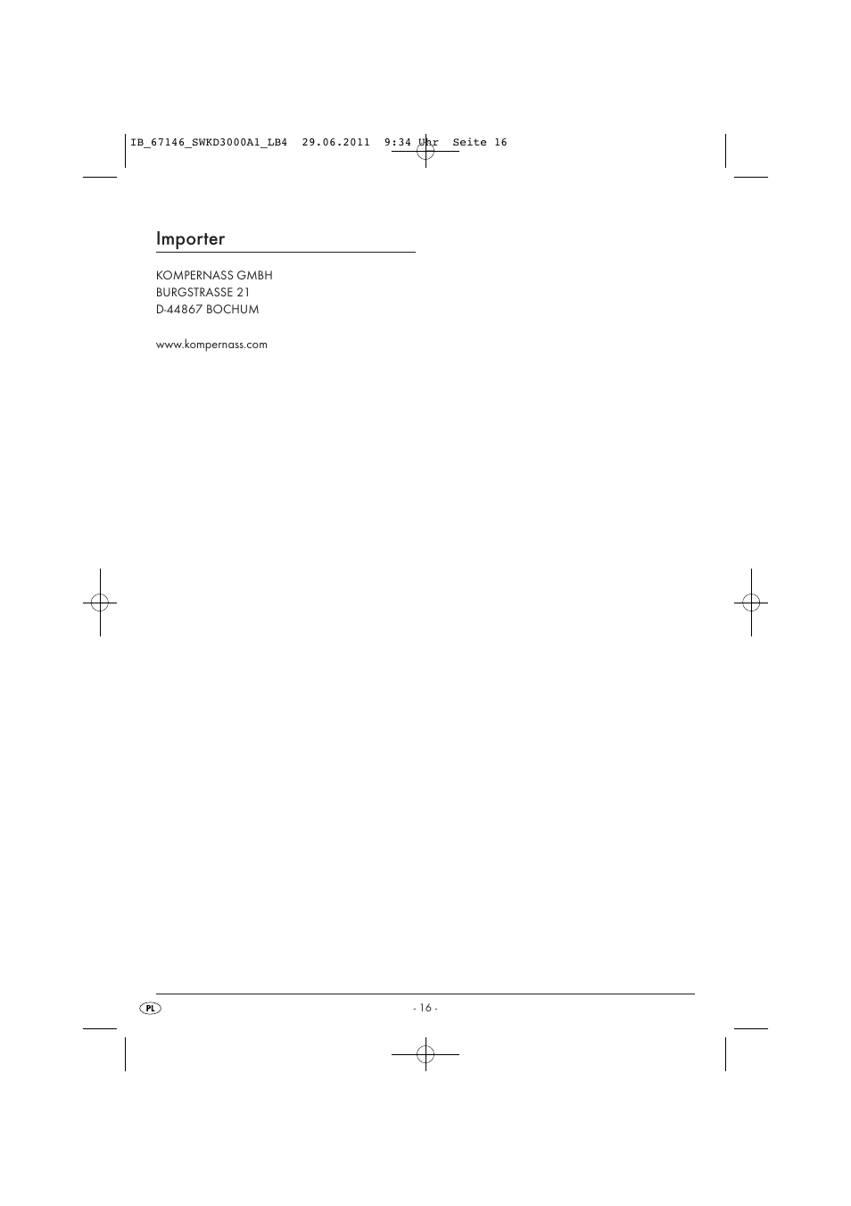 Importer | Silvercrest SWKD 3000 A1 User Manual | Page 18 / 58