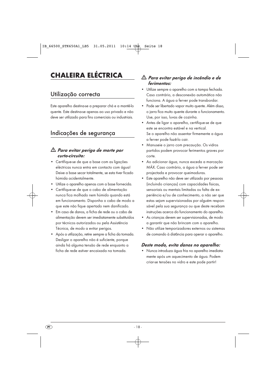 Chaleira eléctrica, Utilização correcta, Indicações de segurança | Silvercrest STK 650 A1 User Manual | Page 20 / 41