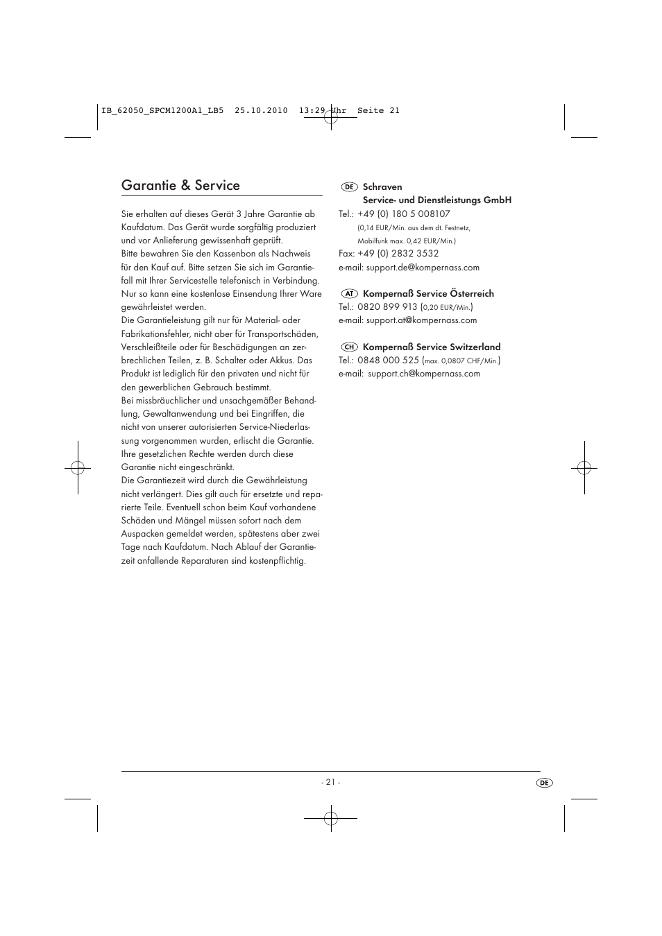 Garantie & service | Silvercrest SPCM 1200 A1 User Manual | Page 23 / 23