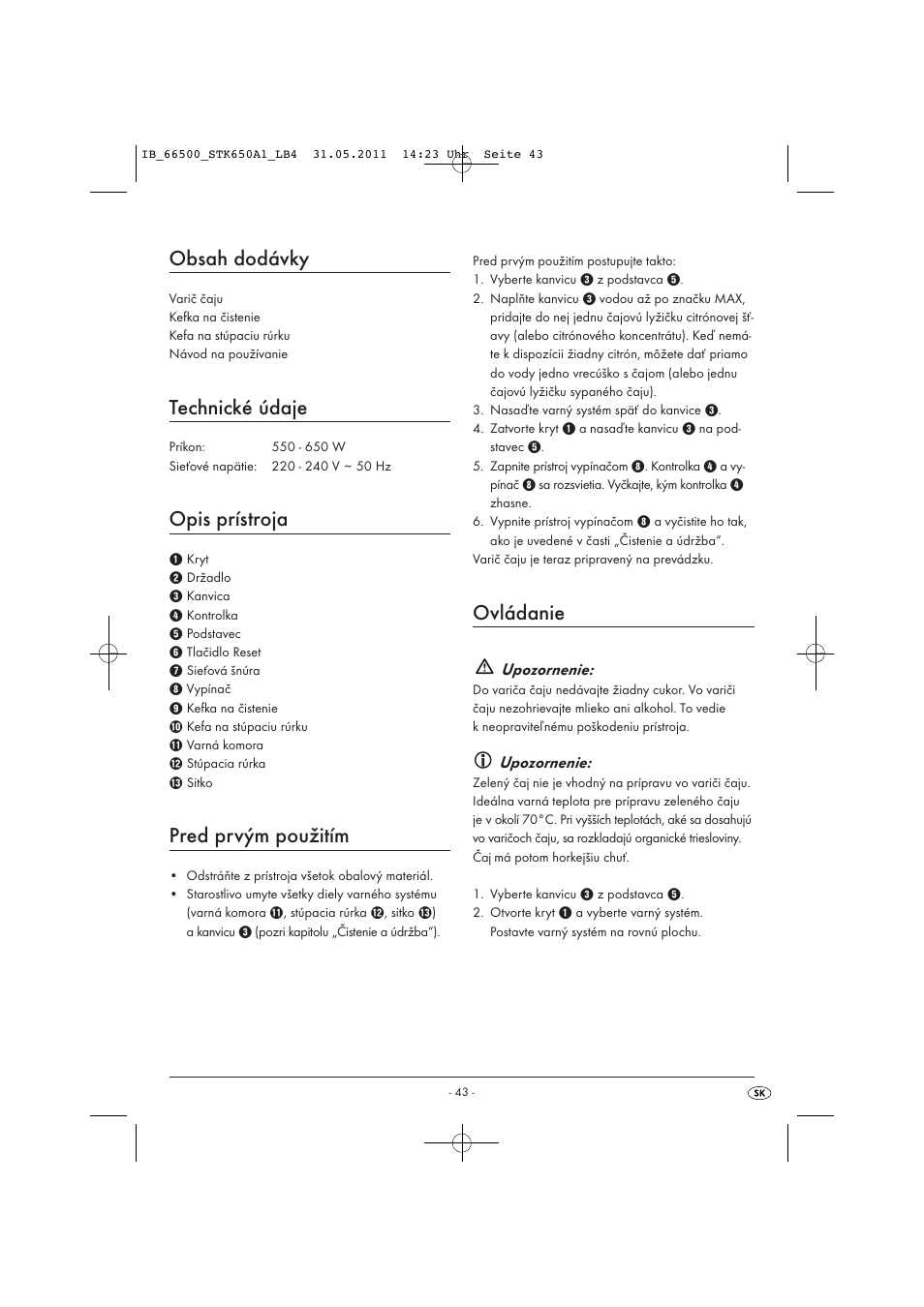 Silvercrest STK 650 A1 User Manual | Page 45 / 57