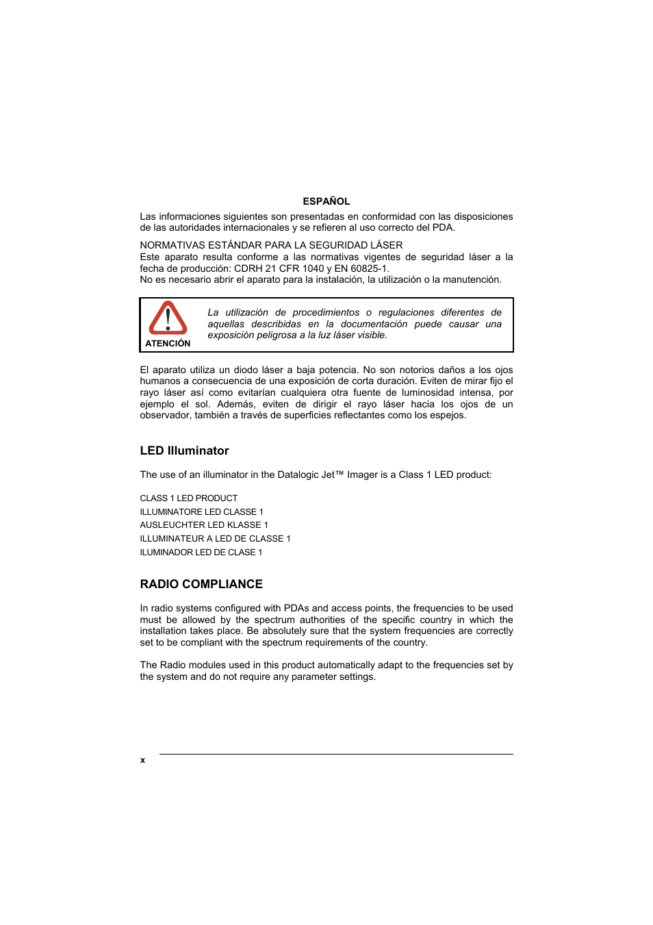 Radio compliance | Datalogic Scanning Jet User Manual | Page 10 / 106