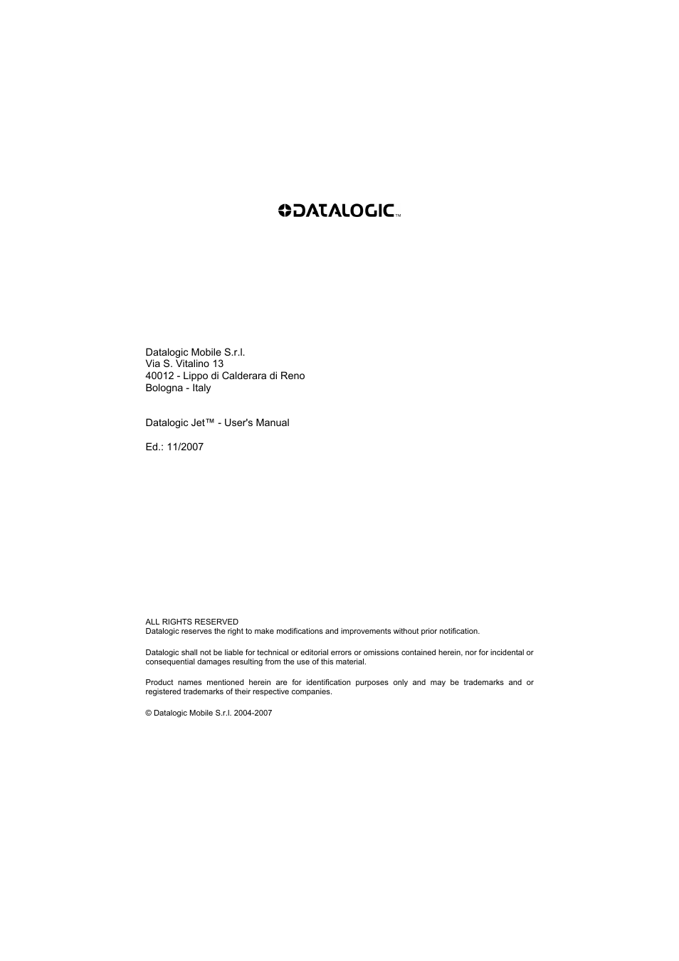 Datalogic Scanning Jet User Manual | Page 2 / 106