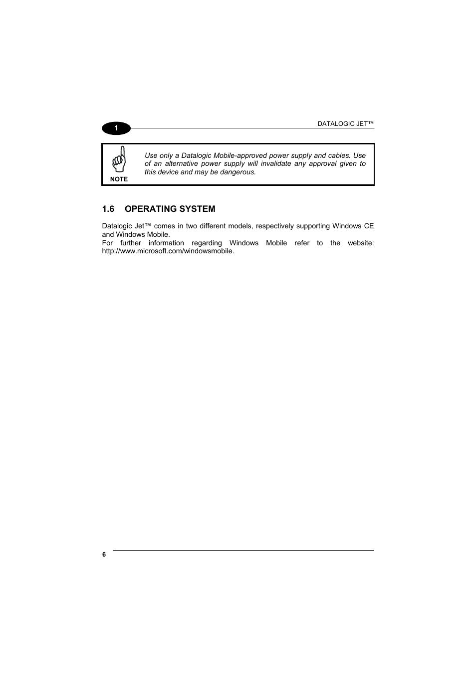 Operating system, 6 operating system | Datalogic Scanning Jet User Manual | Page 22 / 106