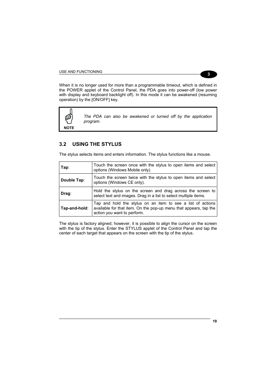 Using the stylus | Datalogic Scanning Jet User Manual | Page 35 / 106