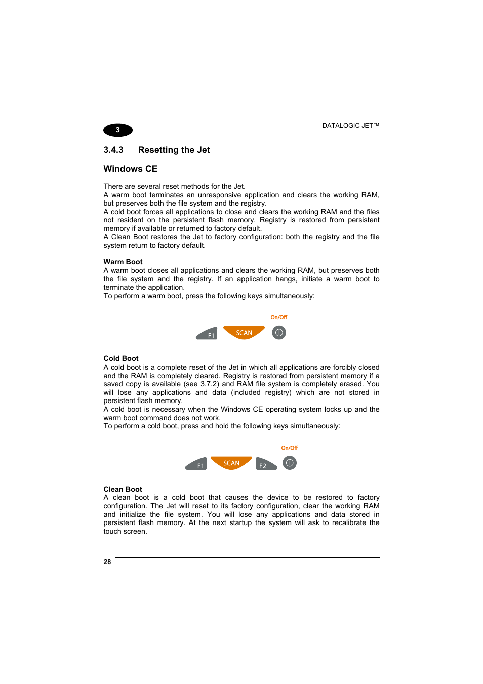 Resetting the jet | Datalogic Scanning Jet User Manual | Page 44 / 106