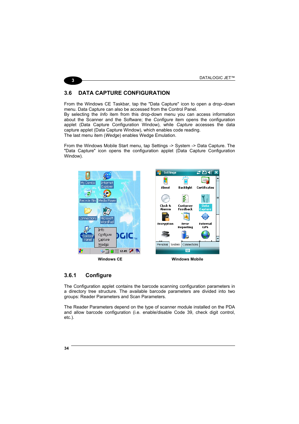 Data capture configuration, Configure | Datalogic Scanning Jet User Manual | Page 50 / 106