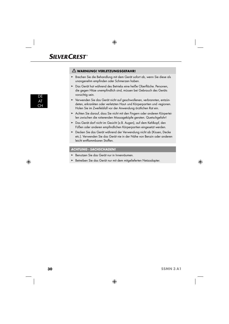 De at ch | Silvercrest SSMN 3 A1 User Manual | Page 32 / 48