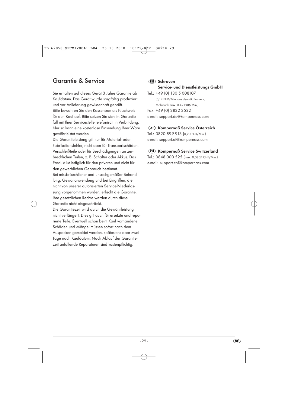Garantie & service | Silvercrest SPCM 1200 A1 User Manual | Page 31 / 31