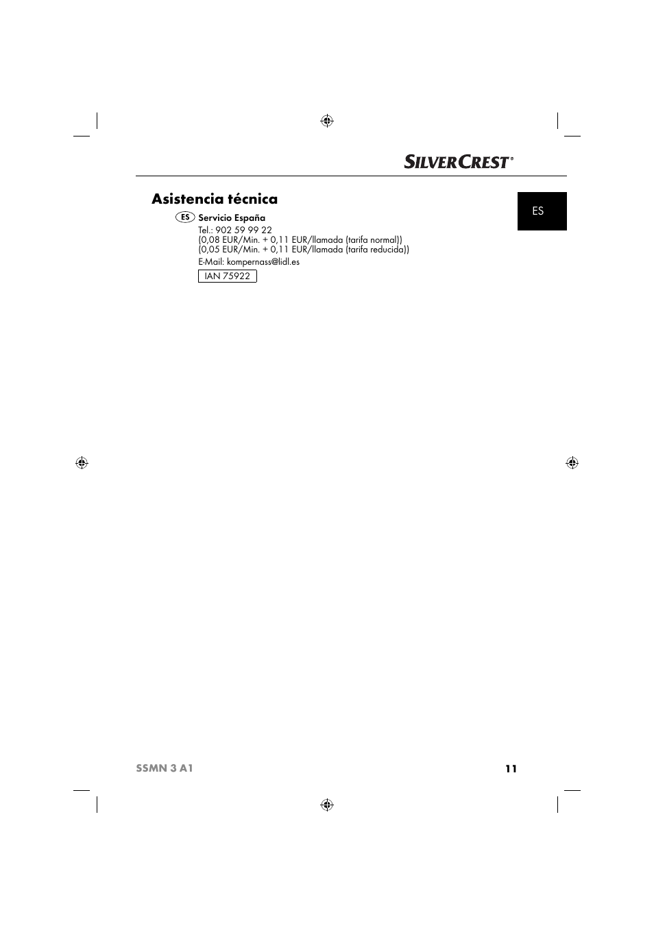 Asistencia técnica | Silvercrest SSMN 3 A1 User Manual | Page 13 / 57