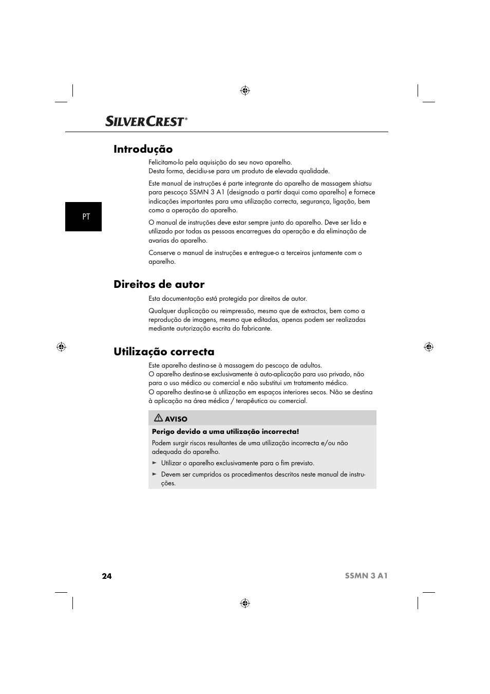 Introdução, Direitos de autor, Utilização correcta | Silvercrest SSMN 3 A1 User Manual | Page 26 / 57