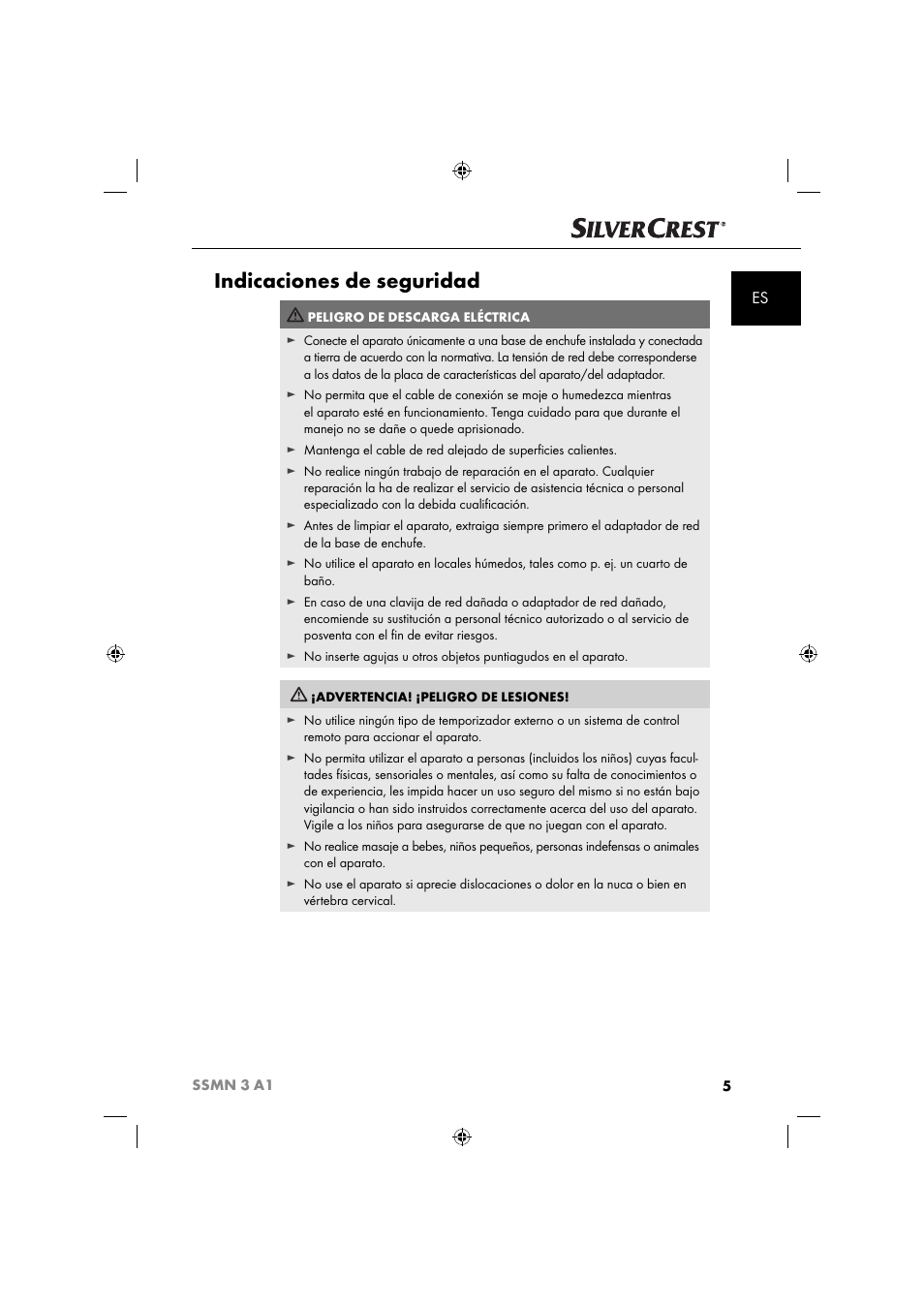 Indicaciones de seguridad | Silvercrest SSMN 3 A1 User Manual | Page 7 / 57