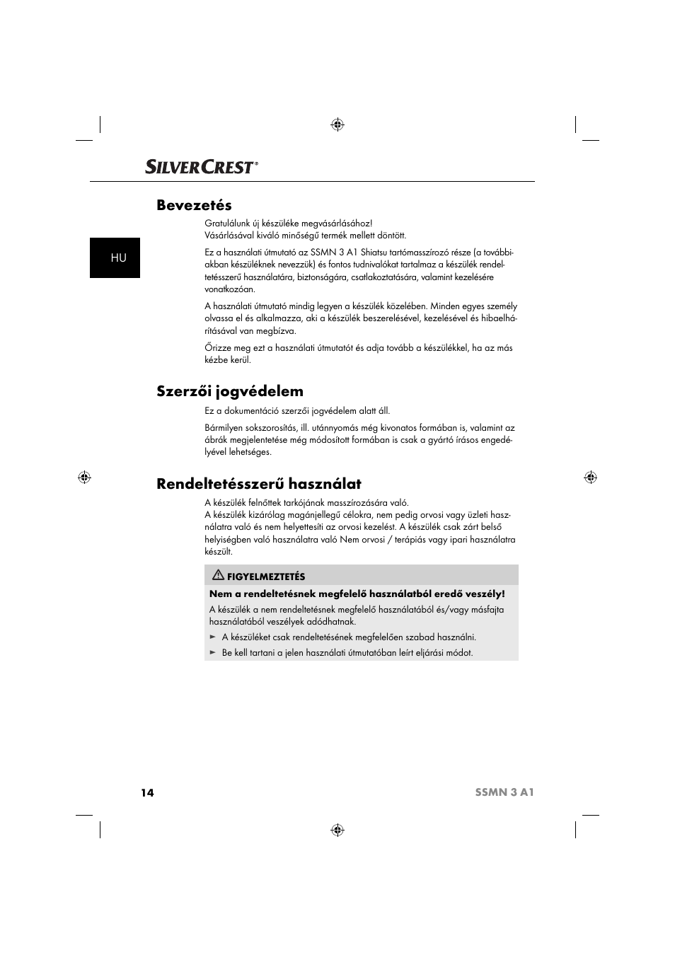 Bevezetés, Szerzői jogvédelem, Rendeltetésszerű használat | Silvercrest SSMN 3 A1 User Manual | Page 16 / 67