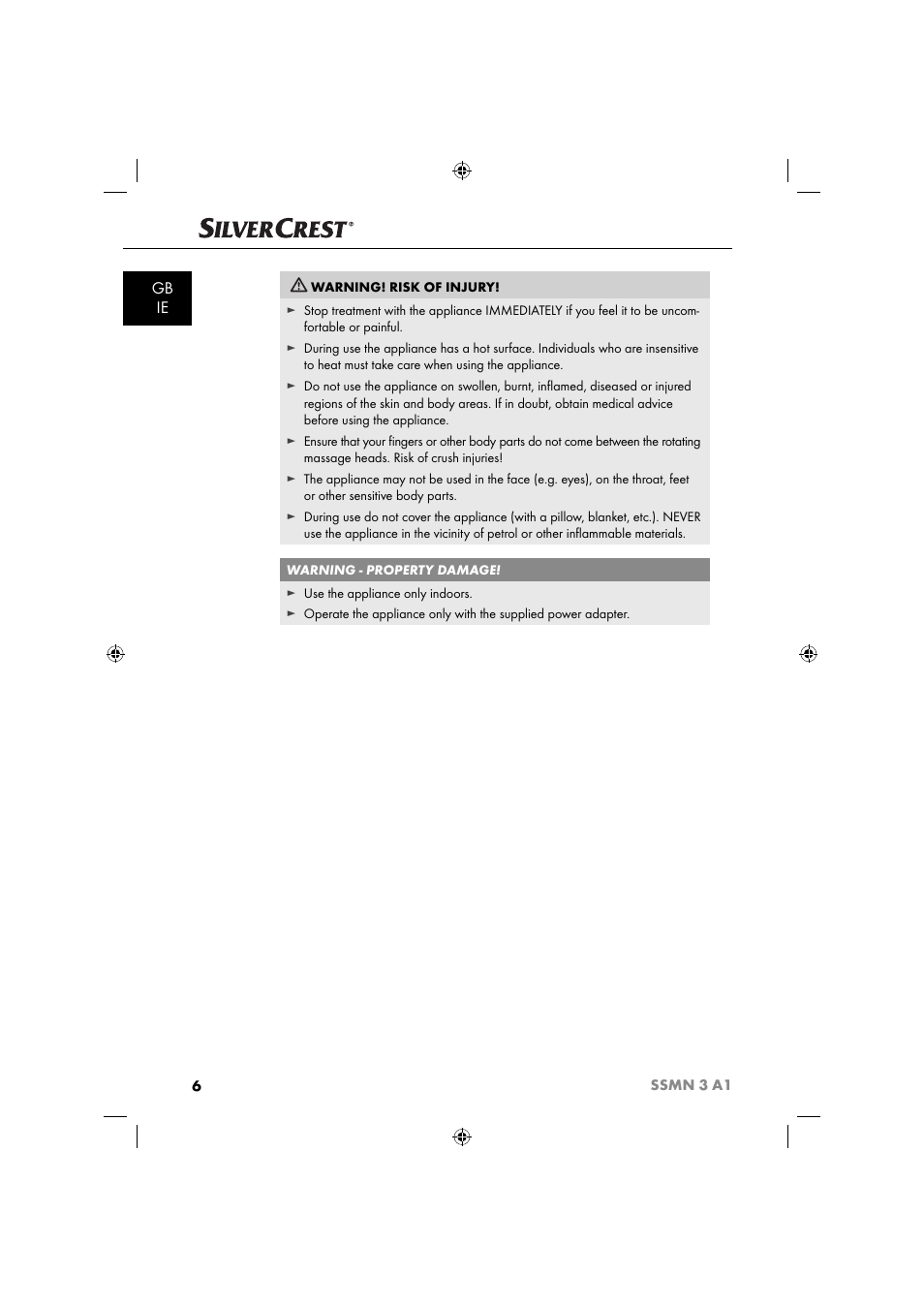 Gb ie | Silvercrest SSMN 3 A1 User Manual | Page 8 / 67