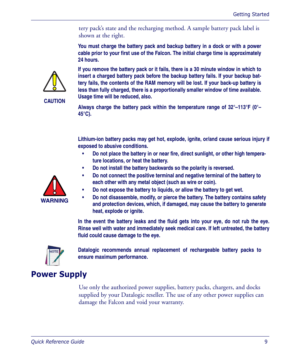 Power supply | Datalogic Scanning 4410 User Manual | Page 11 / 76