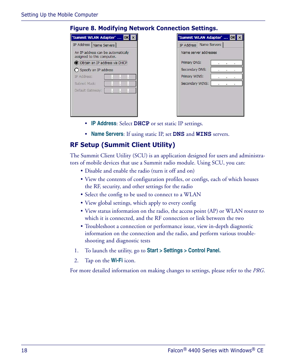 Rf setup (summit client utility) | Datalogic Scanning 4410 User Manual | Page 20 / 76