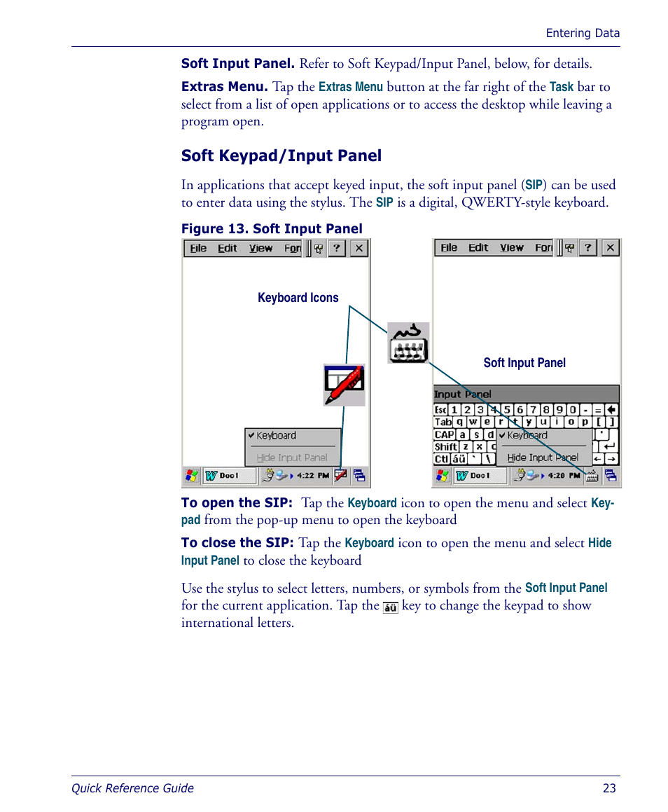 Soft keypad/input panel | Datalogic Scanning 4410 User Manual | Page 25 / 76