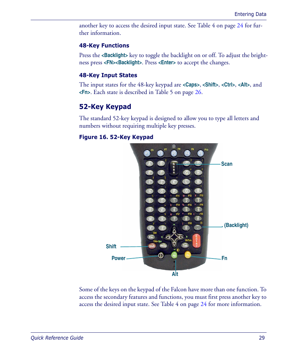 Key keypad | Datalogic Scanning 4410 User Manual | Page 31 / 76