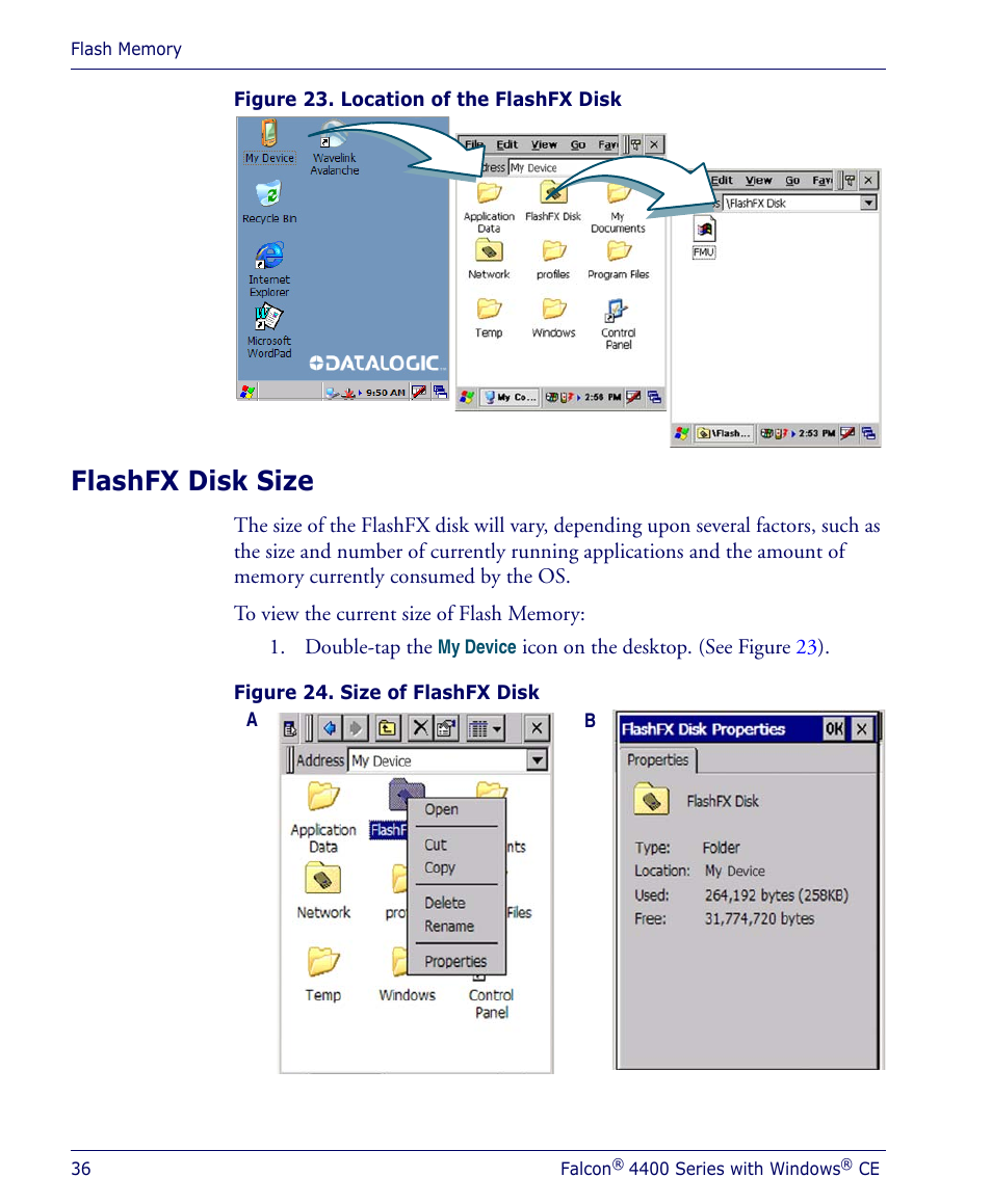 Flashfx disk size | Datalogic Scanning 4410 User Manual | Page 38 / 76