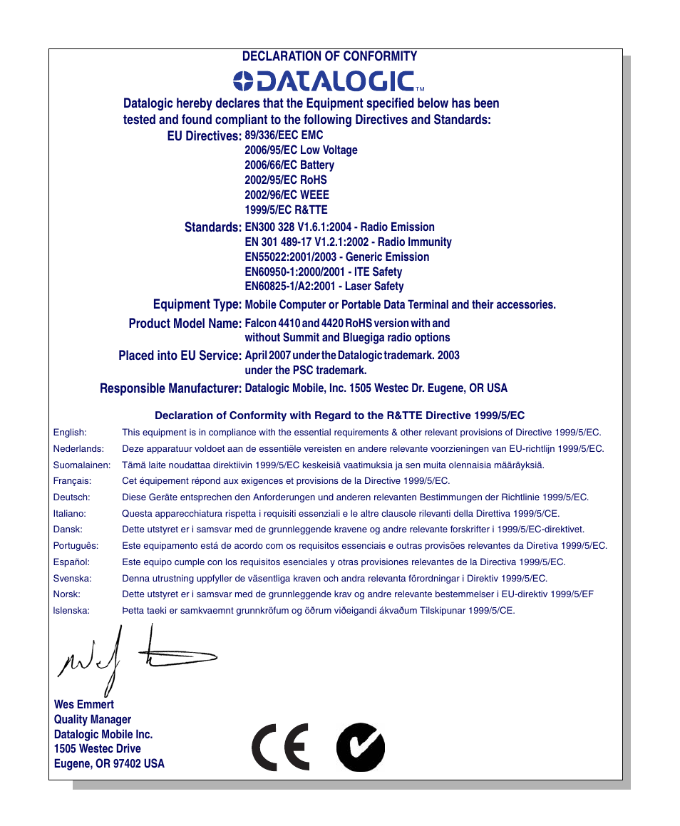 Datalogic Scanning 4410 User Manual | Page 75 / 76