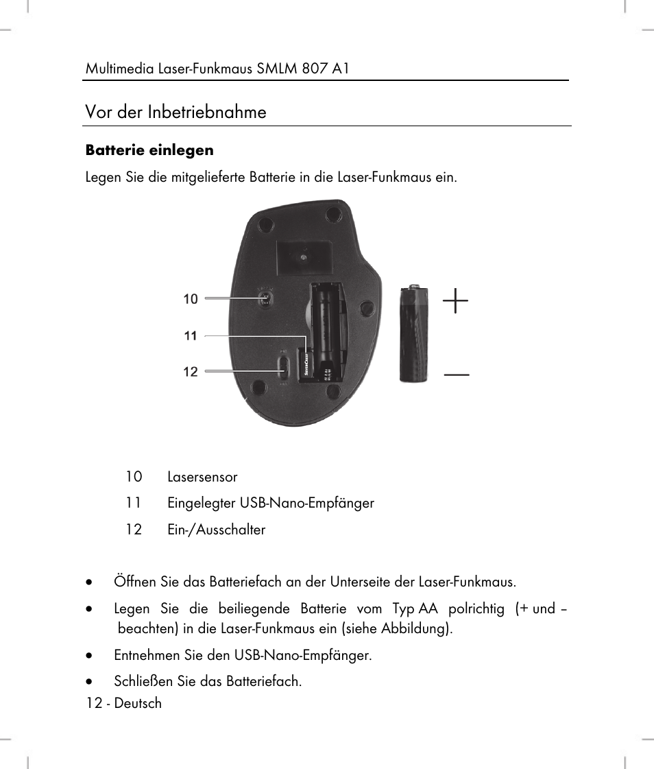 Vor der inbetriebnahme | Silvercrest SMLM 807 A1 User Manual | Page 14 / 92