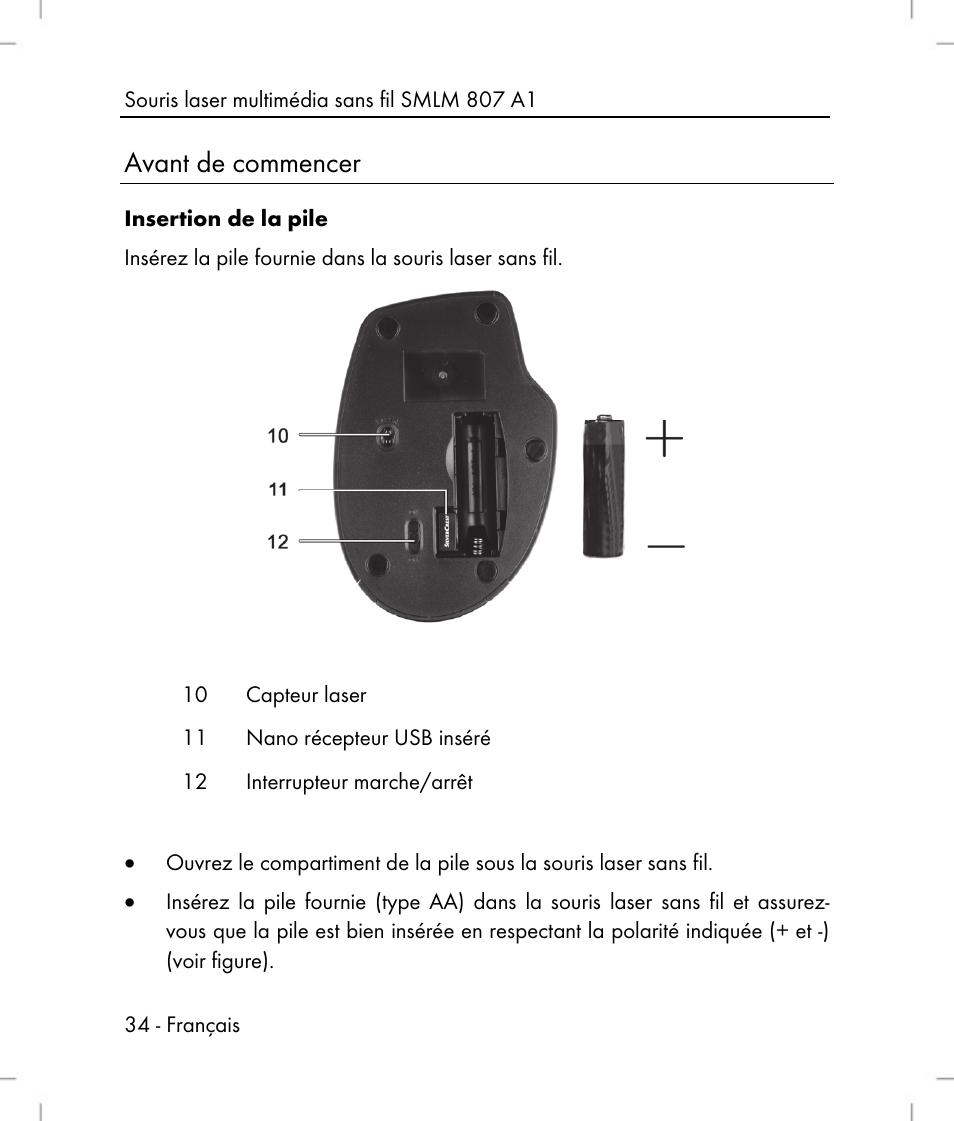 Avant de commencer | Silvercrest SMLM 807 A1 User Manual | Page 36 / 92