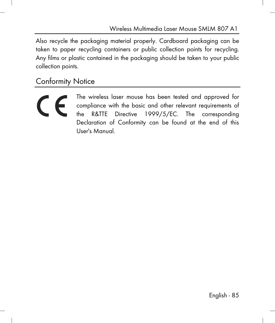 Conformity notice | Silvercrest SMLM 807 A1 User Manual | Page 87 / 92