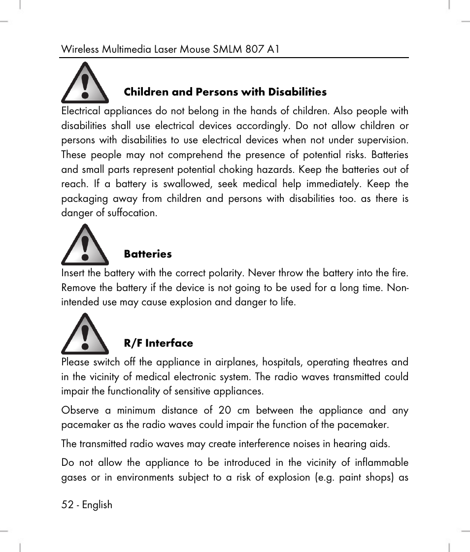 Silvercrest SMLM 807 A1 User Manual | Page 54 / 70